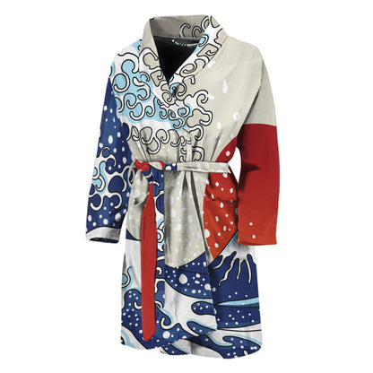 Ancient Great Japanese Wave Print Men's Bathrobe