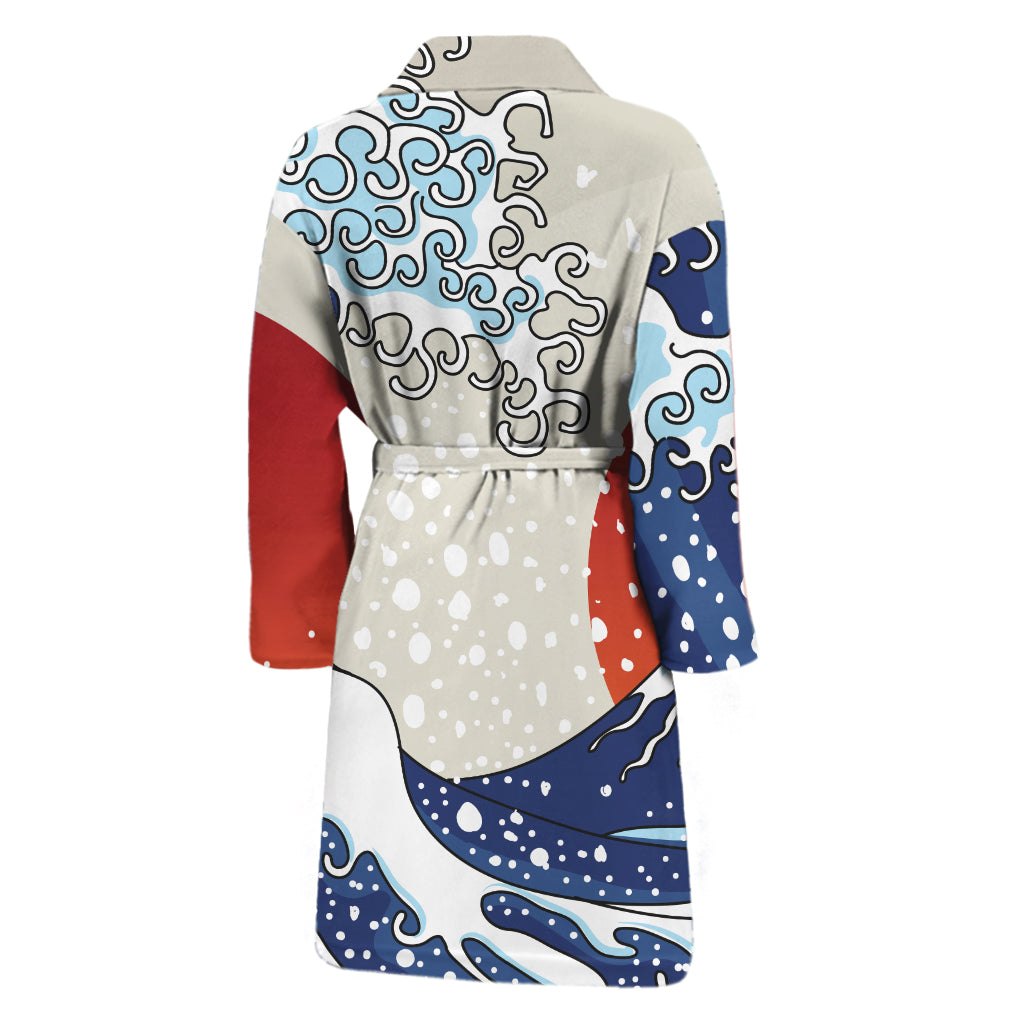 Ancient Great Japanese Wave Print Men's Bathrobe