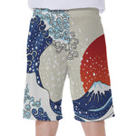 Ancient Great Japanese Wave Print Men's Beach Shorts