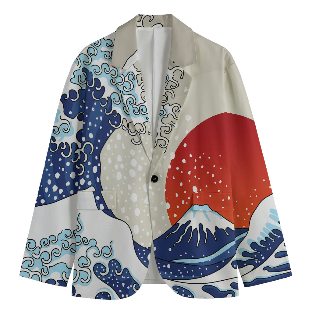 Ancient Great Japanese Wave Print Men's Blazer