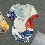 Ancient Great Japanese Wave Print Men's Bodysuit