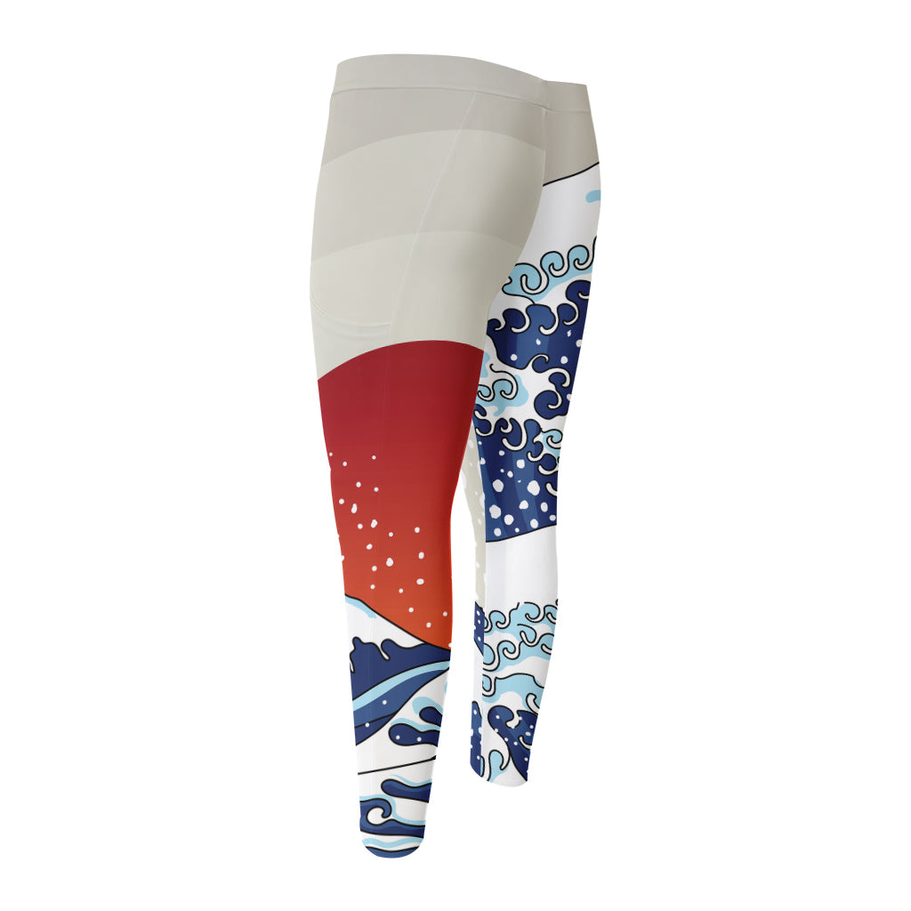 Ancient Great Japanese Wave Print Men's Compression Pants