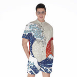 Ancient Great Japanese Wave Print Men's Rompers