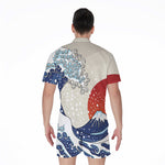 Ancient Great Japanese Wave Print Men's Rompers