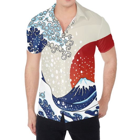 Ancient Great Japanese Wave Print Men's Shirt