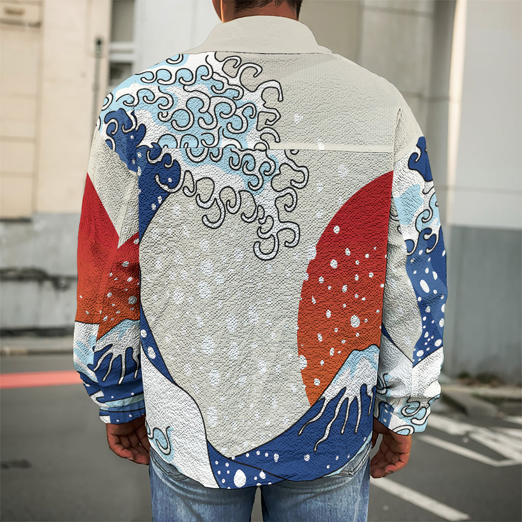 Ancient Great Japanese Wave Print Men's Shirt Jacket