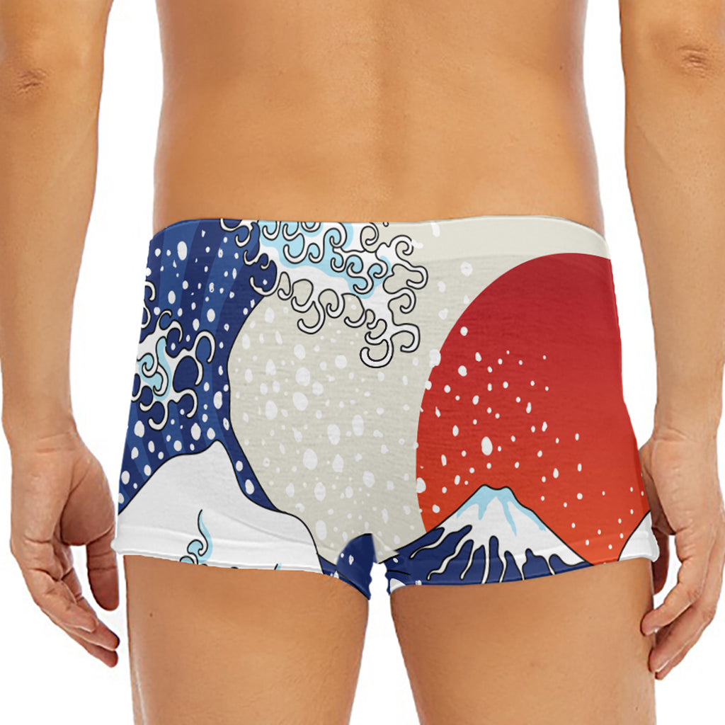 Ancient Great Japanese Wave Print Men's Short Boxer Briefs