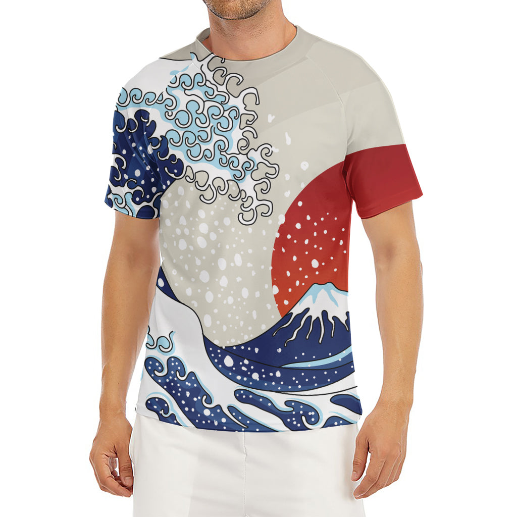 Ancient Great Japanese Wave Print Men's Short Sleeve Rash Guard