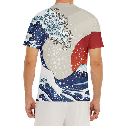 Ancient Great Japanese Wave Print Men's Short Sleeve Rash Guard