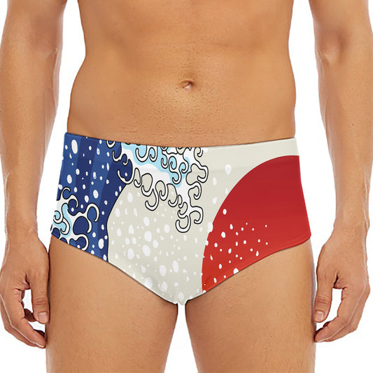 Ancient Great Japanese Wave Print Men's Triangle Swim Briefs