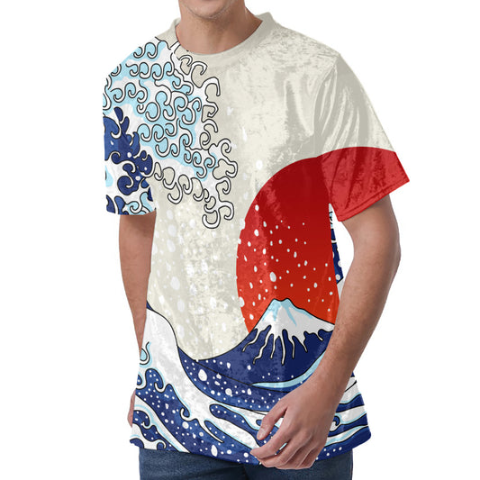 Ancient Great Japanese Wave Print Men's Velvet T-Shirt