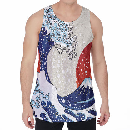Ancient Great Japanese Wave Print Men's Velvet Tank Top