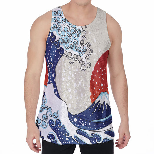 Ancient Great Japanese Wave Print Men's Velvet Tank Top