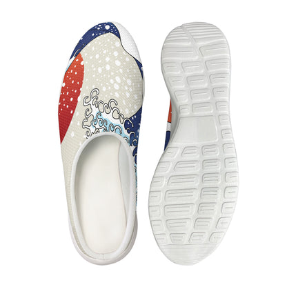 Ancient Great Japanese Wave Print Mesh Casual Shoes
