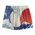Ancient Great Japanese Wave Print Mesh Shorts