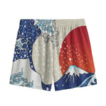 Ancient Great Japanese Wave Print Mesh Shorts