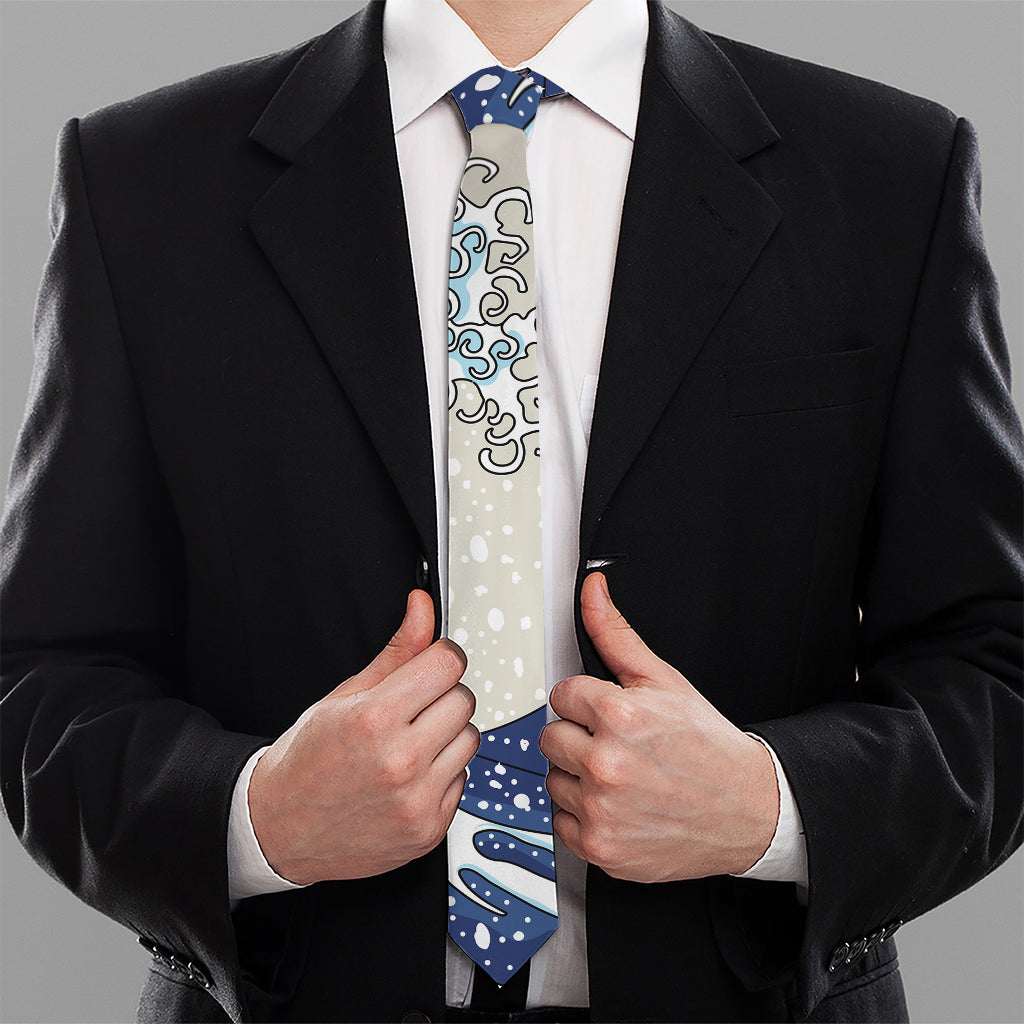 Ancient Great Japanese Wave Print Necktie