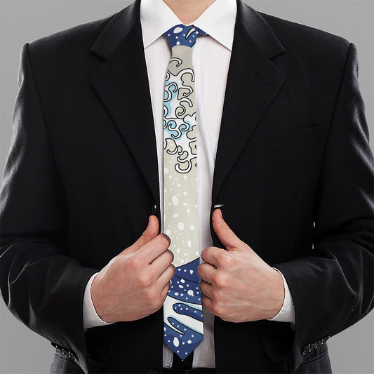 Ancient Great Japanese Wave Print Necktie
