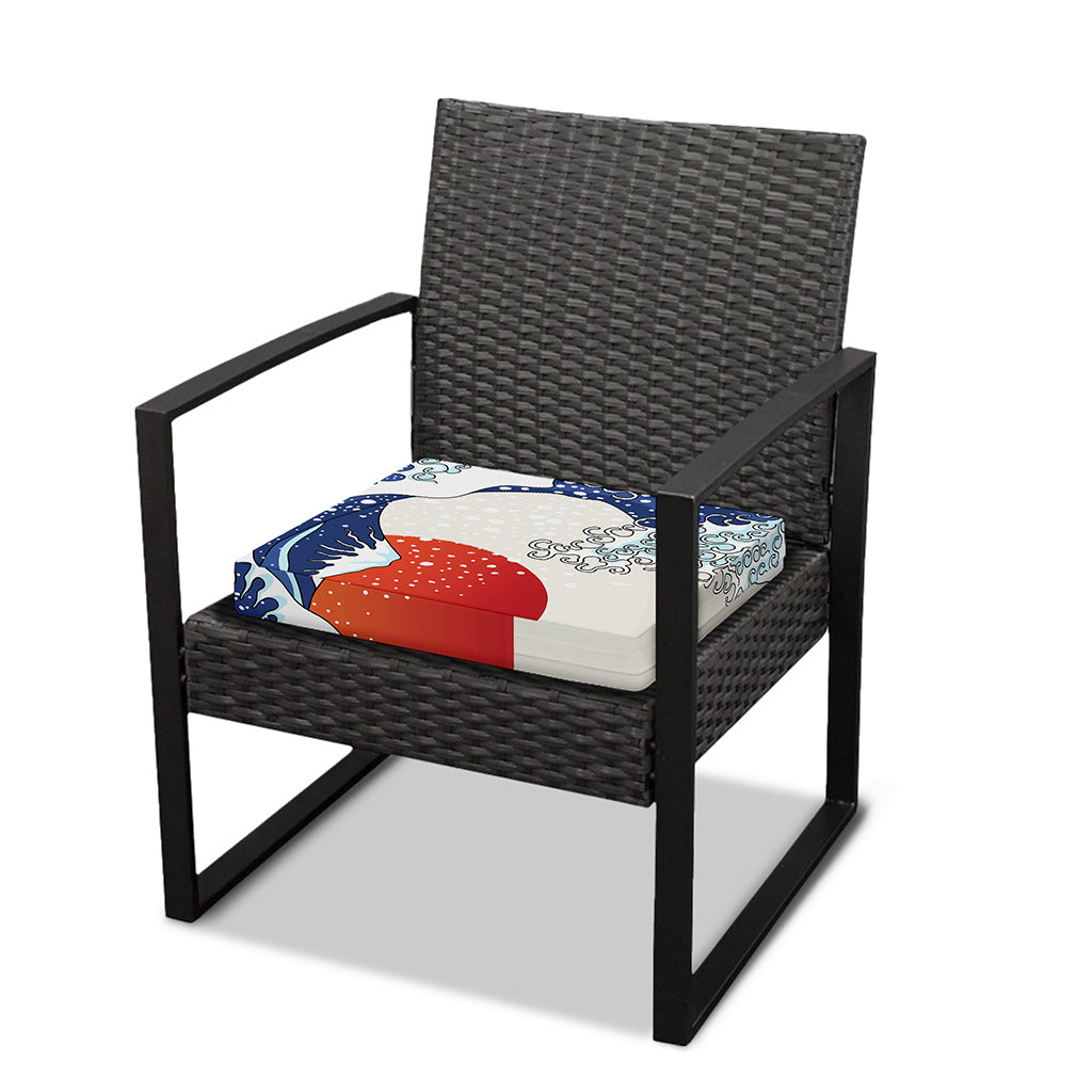 Ancient Great Japanese Wave Print Outdoor Seat Cushion Cover