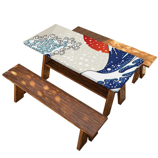 Ancient Great Japanese Wave Print Picnic Table Cover