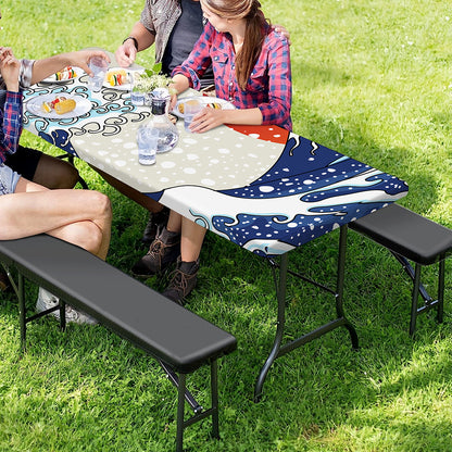 Ancient Great Japanese Wave Print Picnic Table Cover