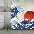 Ancient Great Japanese Wave Print Polyester Shower Curtain