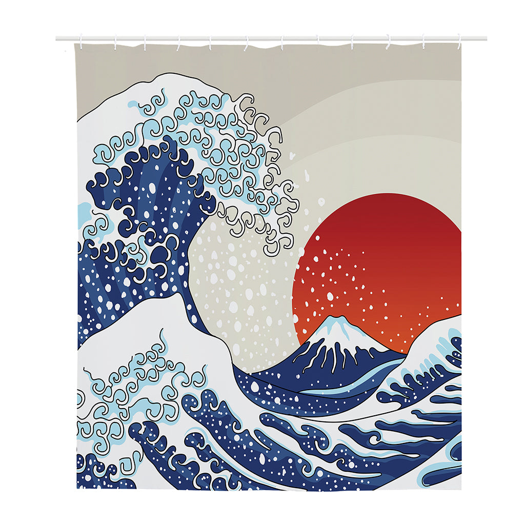 Ancient Great Japanese Wave Print Polyester Shower Curtain