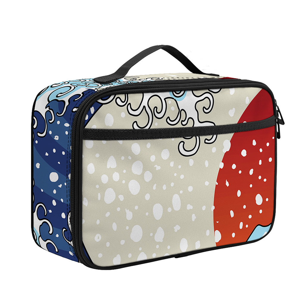 Ancient Great Japanese Wave Print Portable Lunch Bag
