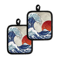 Ancient Great Japanese Wave Print Pot Holders