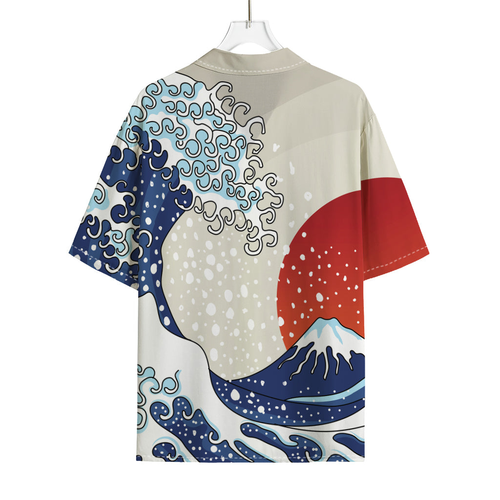 Ancient Great Japanese Wave Print Rayon Hawaiian Shirt