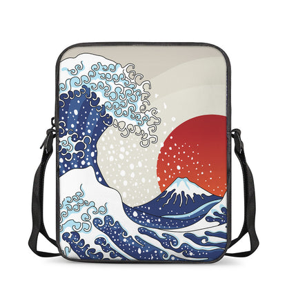 Ancient Great Japanese Wave Print Rectangular Crossbody Bag