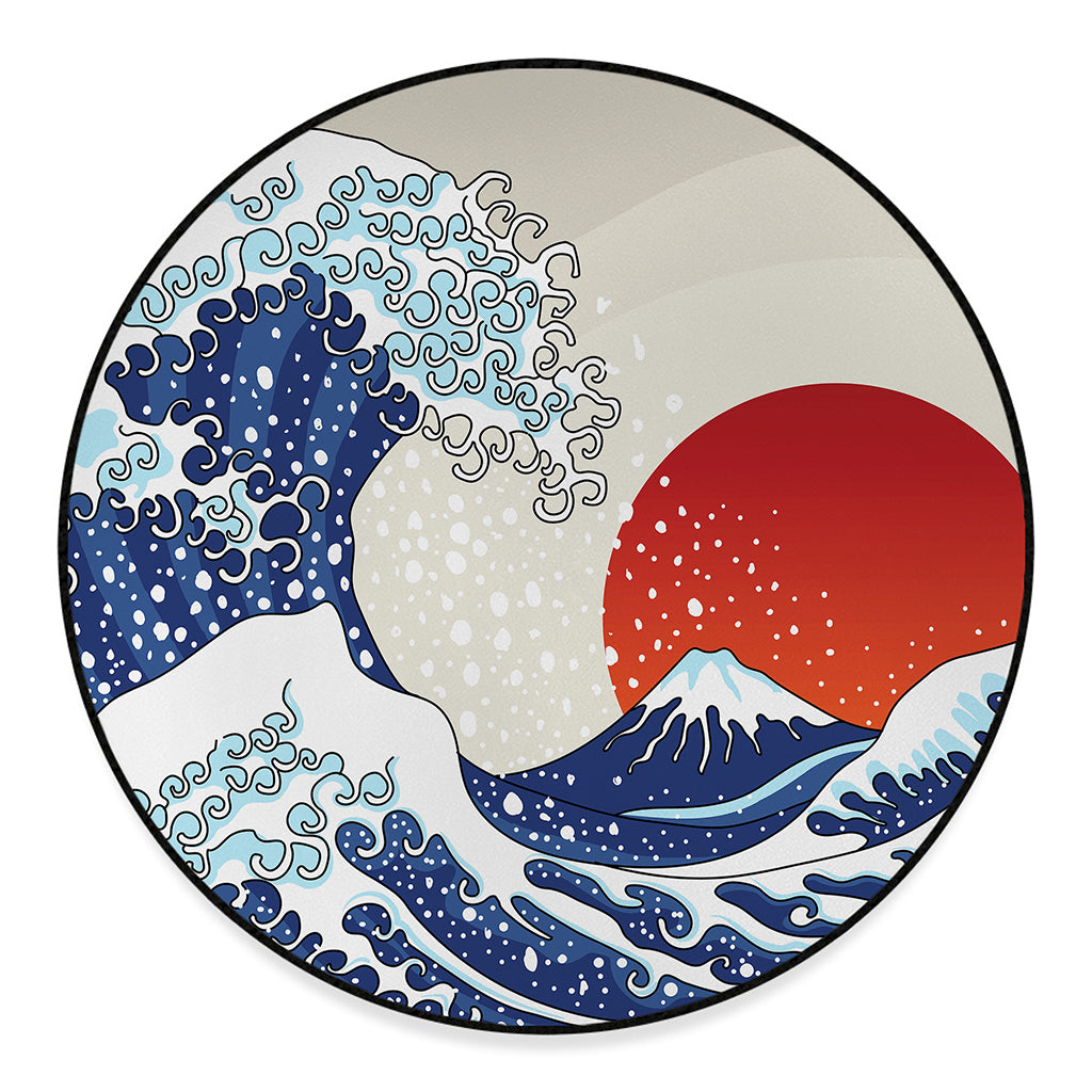 Ancient Great Japanese Wave Print Round Floor Mat