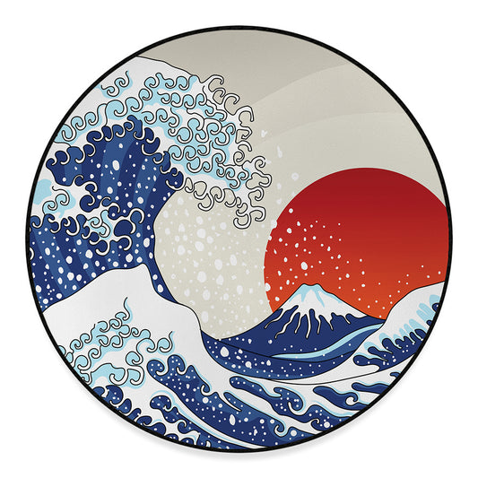 Ancient Great Japanese Wave Print Round Floor Mat