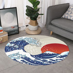 Ancient Great Japanese Wave Print Round Rug