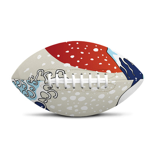 Ancient Great Japanese Wave Print Rugby Ball