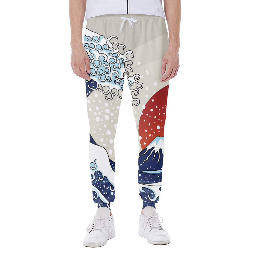 Ancient Great Japanese Wave Print Scuba Joggers