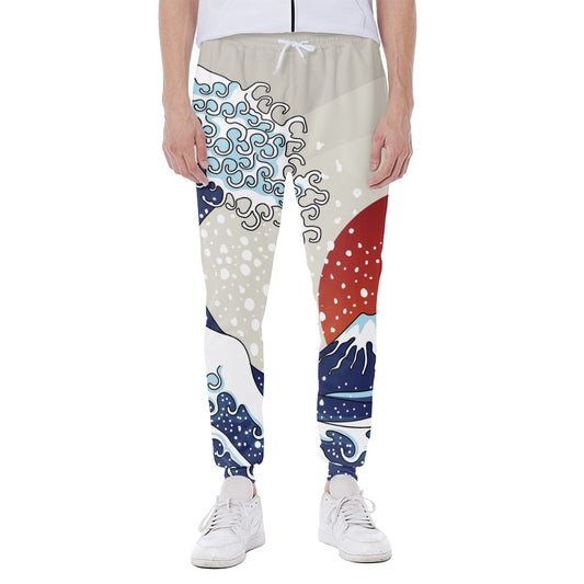 Ancient Great Japanese Wave Print Scuba Joggers