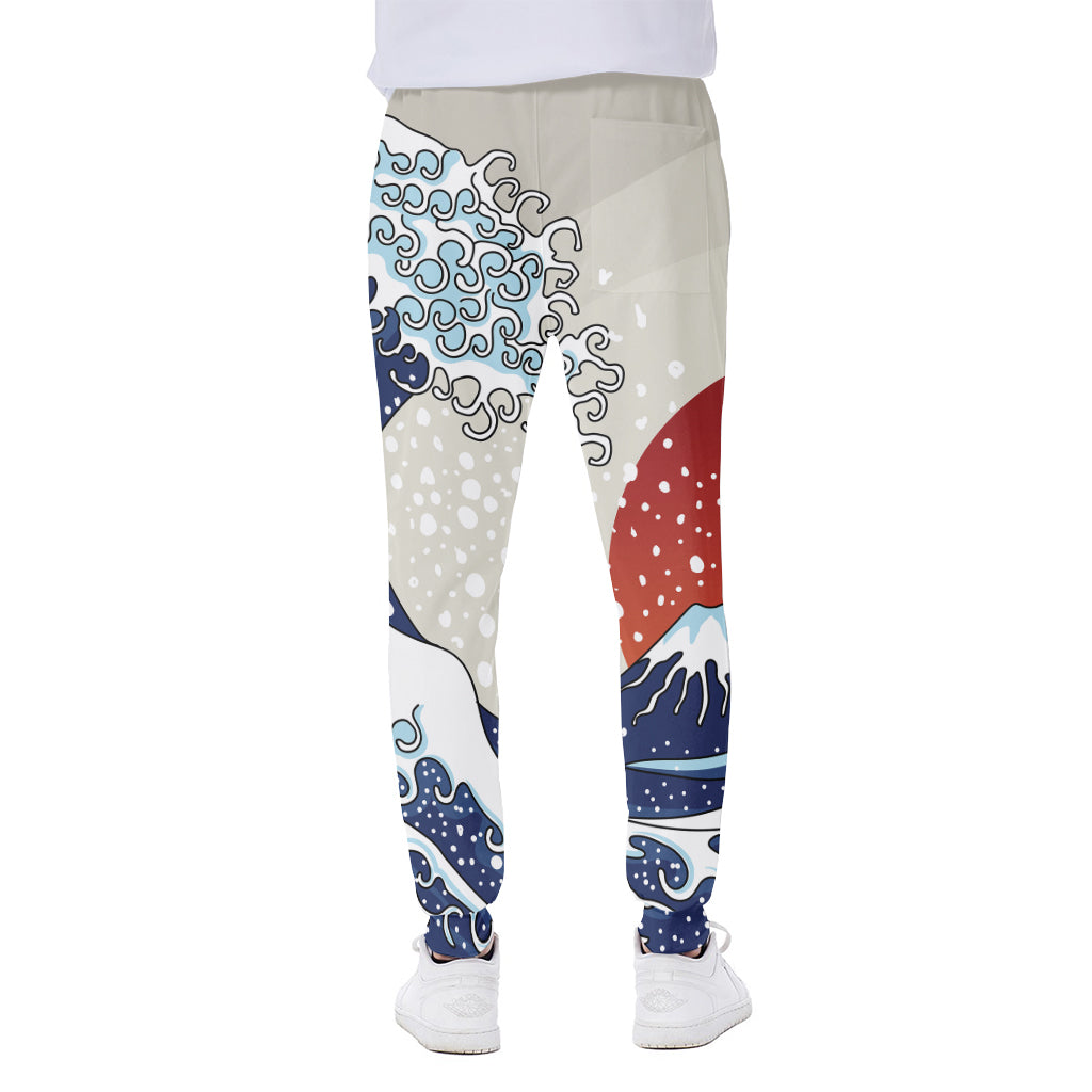 Ancient Great Japanese Wave Print Scuba Joggers