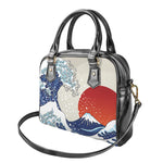 Ancient Great Japanese Wave Print Shoulder Handbag