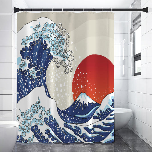 Ancient Great Japanese Wave Print Shower Curtain