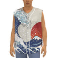 Ancient Great Japanese Wave Print Sleeveless Baseball Jersey