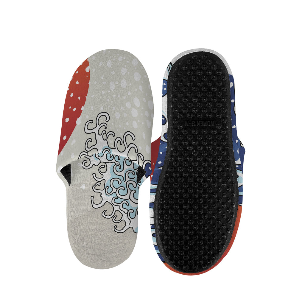 Ancient Great Japanese Wave Print Slippers