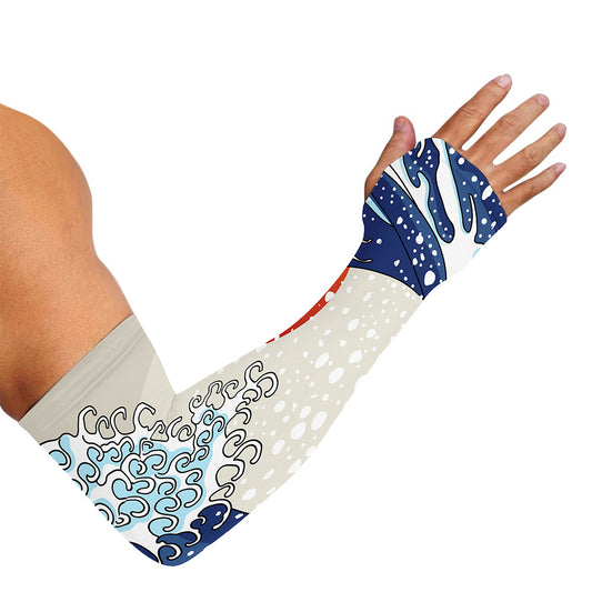 Ancient Great Japanese Wave Print Sun Protection Arm Sleeves