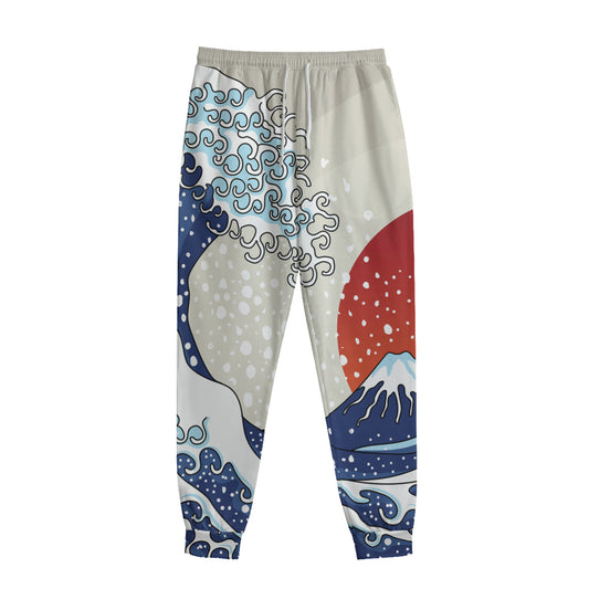 Ancient Great Japanese Wave Print Sweatpants