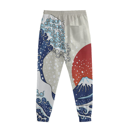 Ancient Great Japanese Wave Print Sweatpants