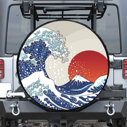 Ancient Great Japanese Wave Print Tire Cover