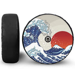 Ancient Great Japanese Wave Print Tire Cover With Camera Hole