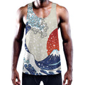 Ancient Great Japanese Wave Print Men's Workout Tank Top