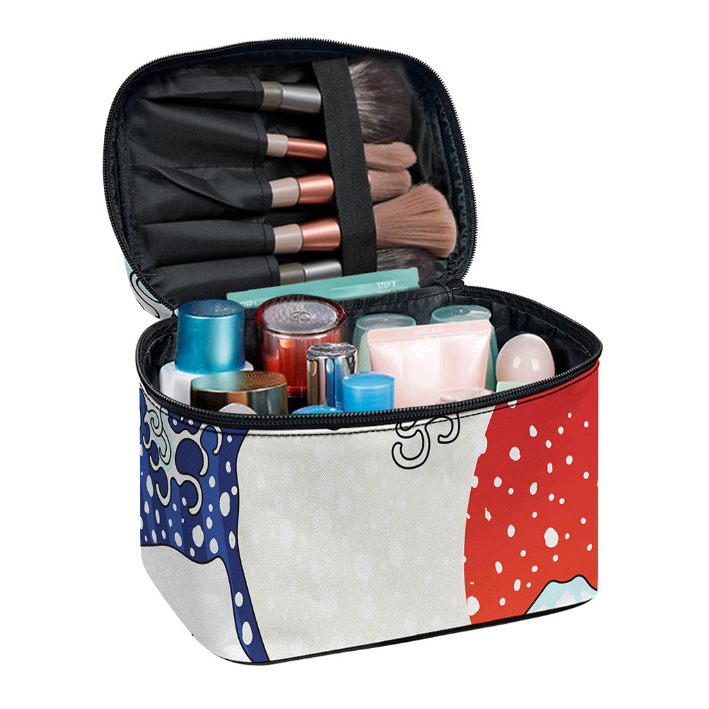 Ancient Great Japanese Wave Print Travel Makeup Bag