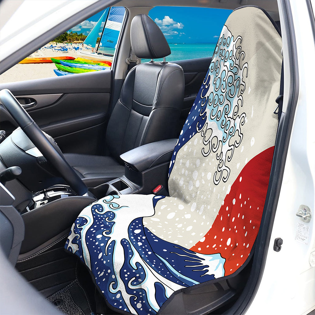 Ancient Great Japanese Wave Print Waterproof Car Seat Cover